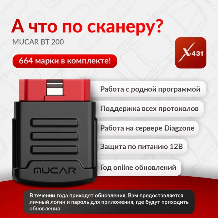 Мультимарочный сканер Mucar ВТ 200 X-pro5