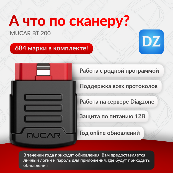 Мультимарочный сканер Mucar BT200 Diagzone с планшетом Huawei Matepad SE 11 дюймов 6/128  